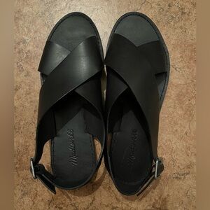 Madewell Black Boardwalk Crossover Sandal